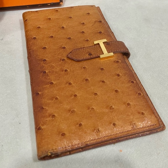 Hermes Bearn Ostrich Leather Long Wallet - Picture 6 of 11